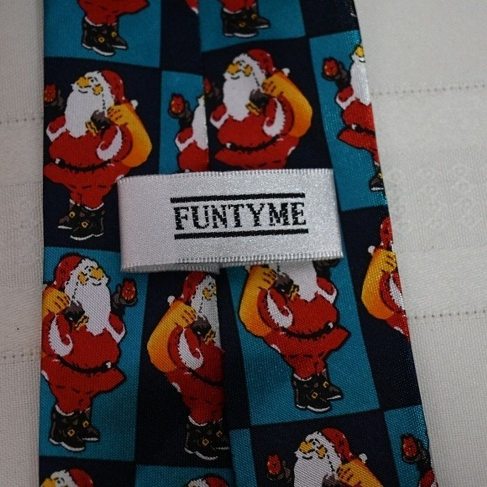 Funtyme Christmas Santa Print Neck Tie 54 Long - Picture 4 of 7